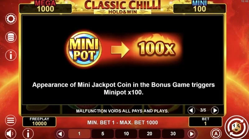 Classic Chilli Hold & Win - melancarkan pusingan Hold & Win